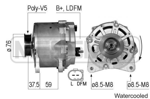 Генератор Ауді Audi A4 (8E2, B6), A4 (8E5, B6), A4 (8ED, B7), (2003-2009); 14V/190A